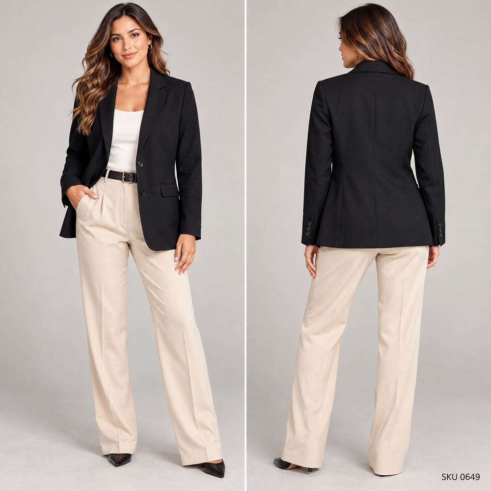 Banana Republic Long and Lean Blazer Black Wool Blend Suit Jacket Women 6 0649